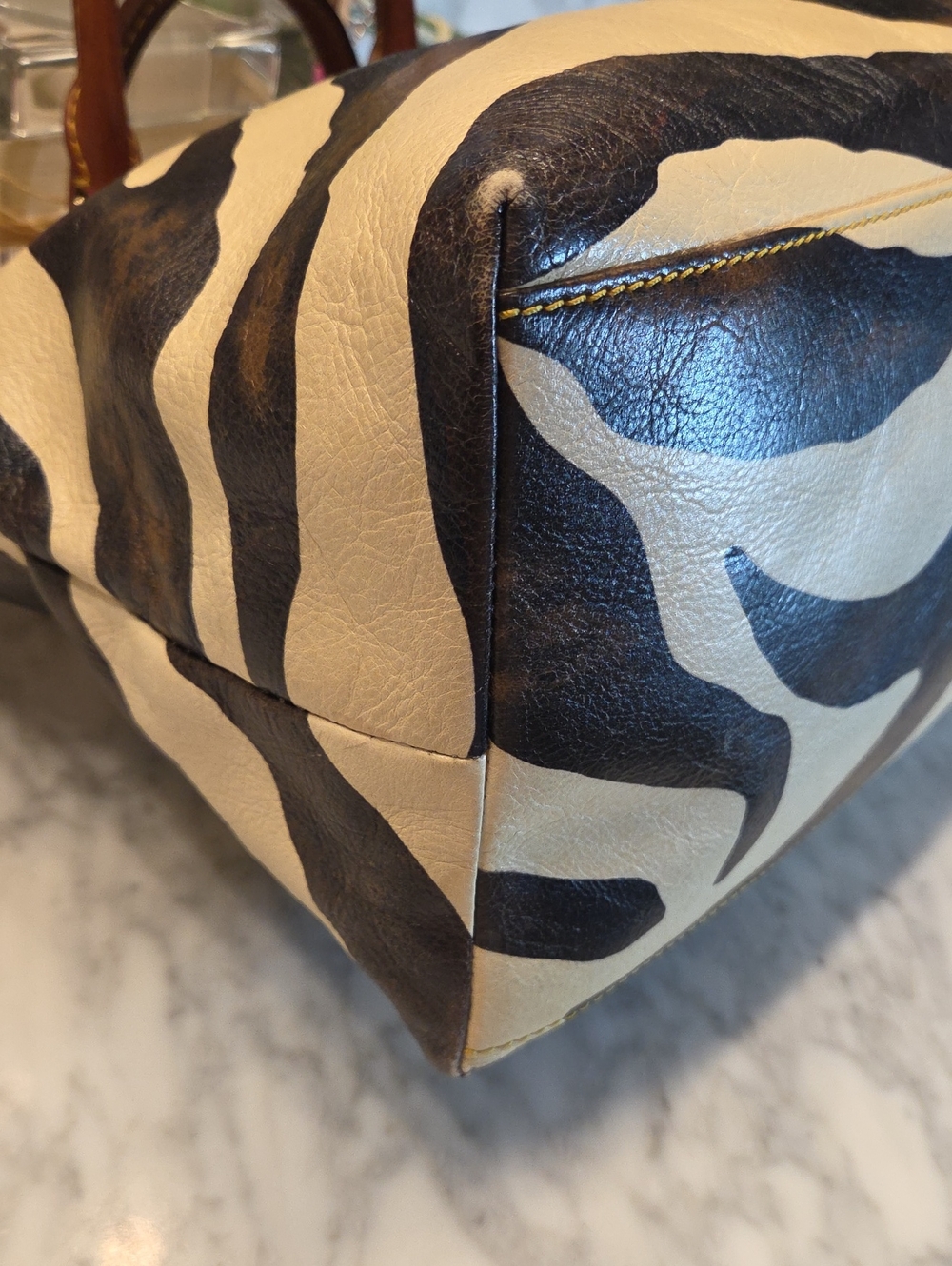 Used Dooney & Bourke Brown Cream Zebra-Print Satchel with Wallet Set - Picture 5 of 11